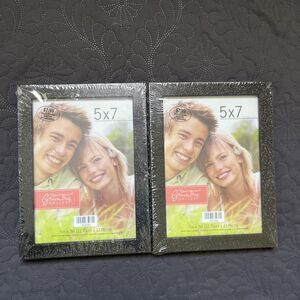 Green Tree Gallery Tabletop Photo Frame Black Glitter Textured Decor 5" × 7" 2pc
